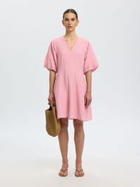 SHORT SLEEVED MINI DRESS, Bleached Mauve, highres