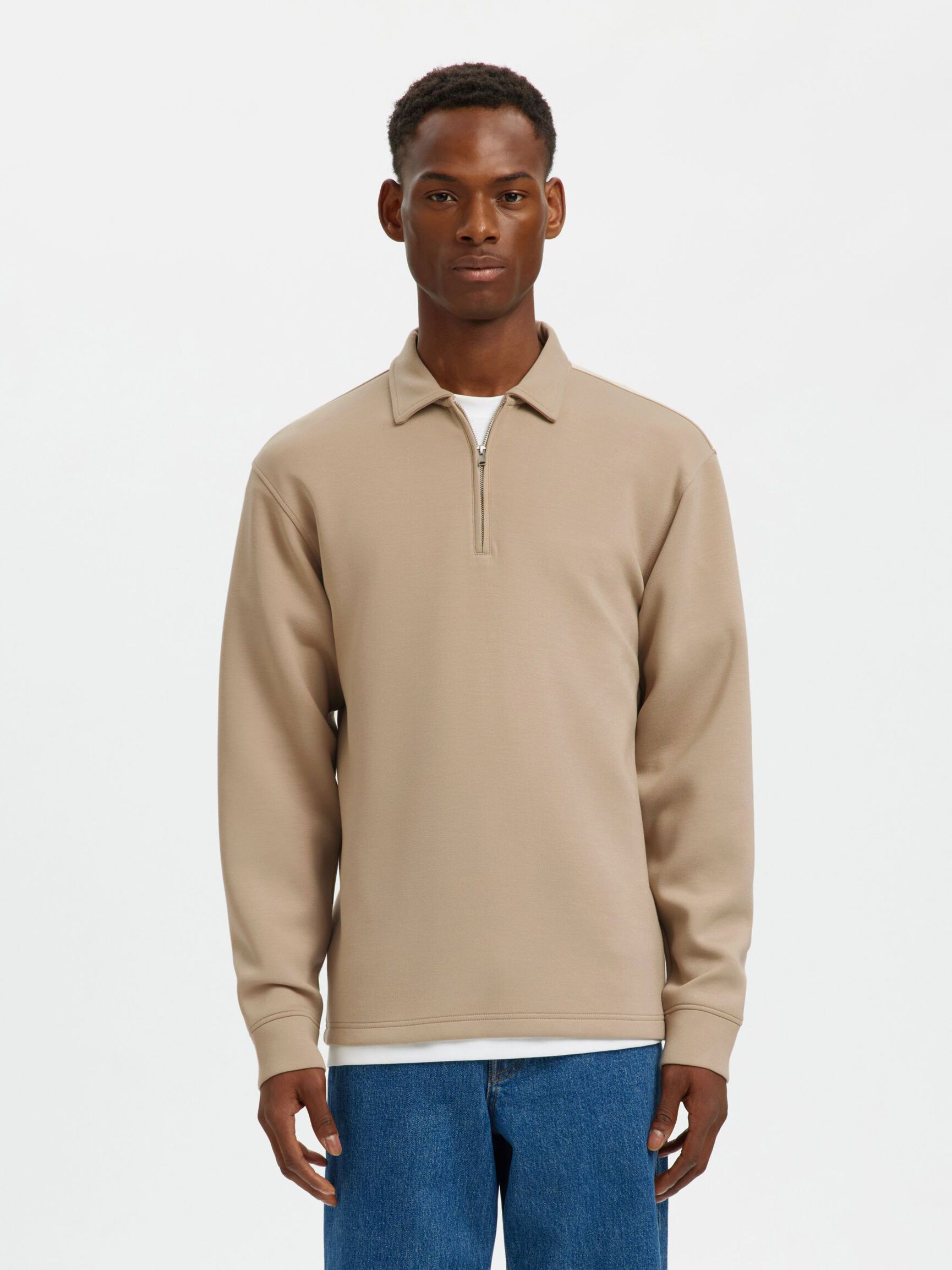 POLO STYLE SWEATSHIRT, Pure Cashmere, highres