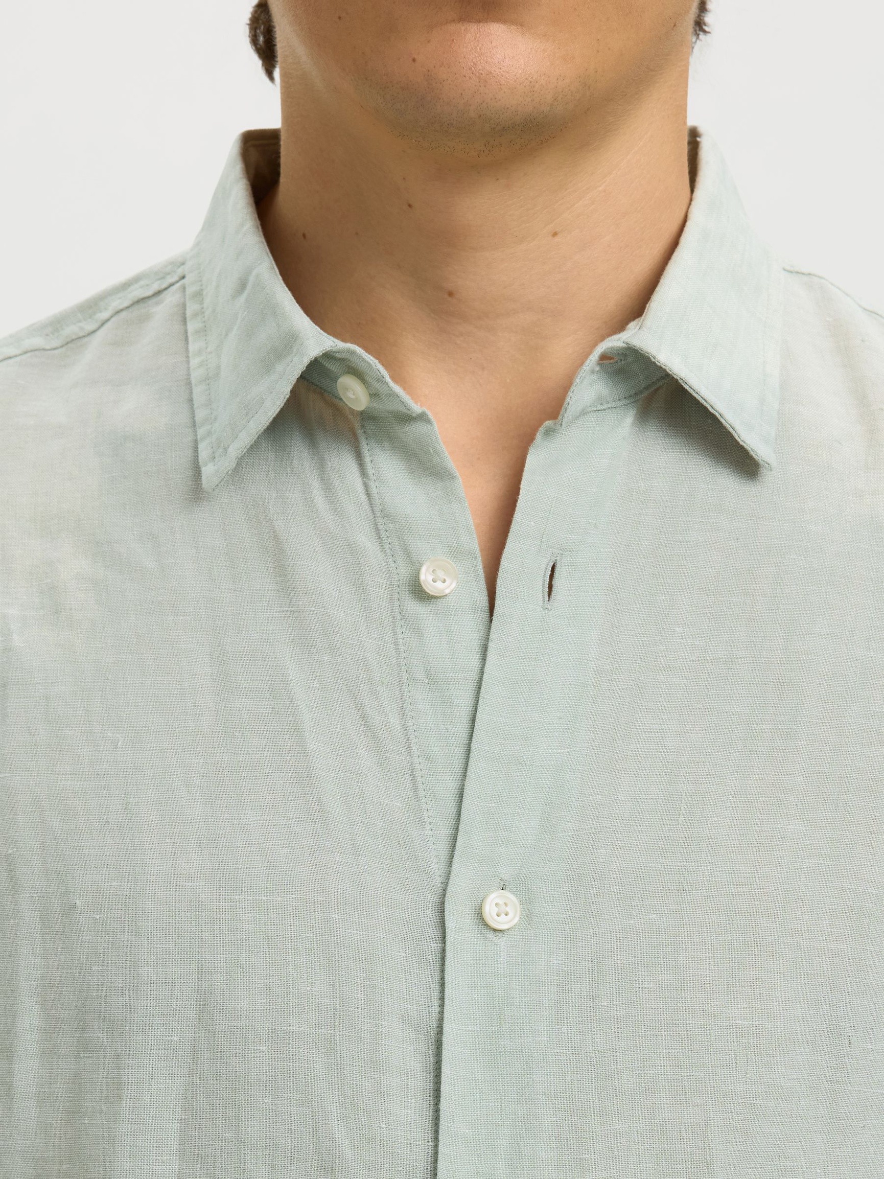 100% LINEN SHIRT, Aqua Gray, highres