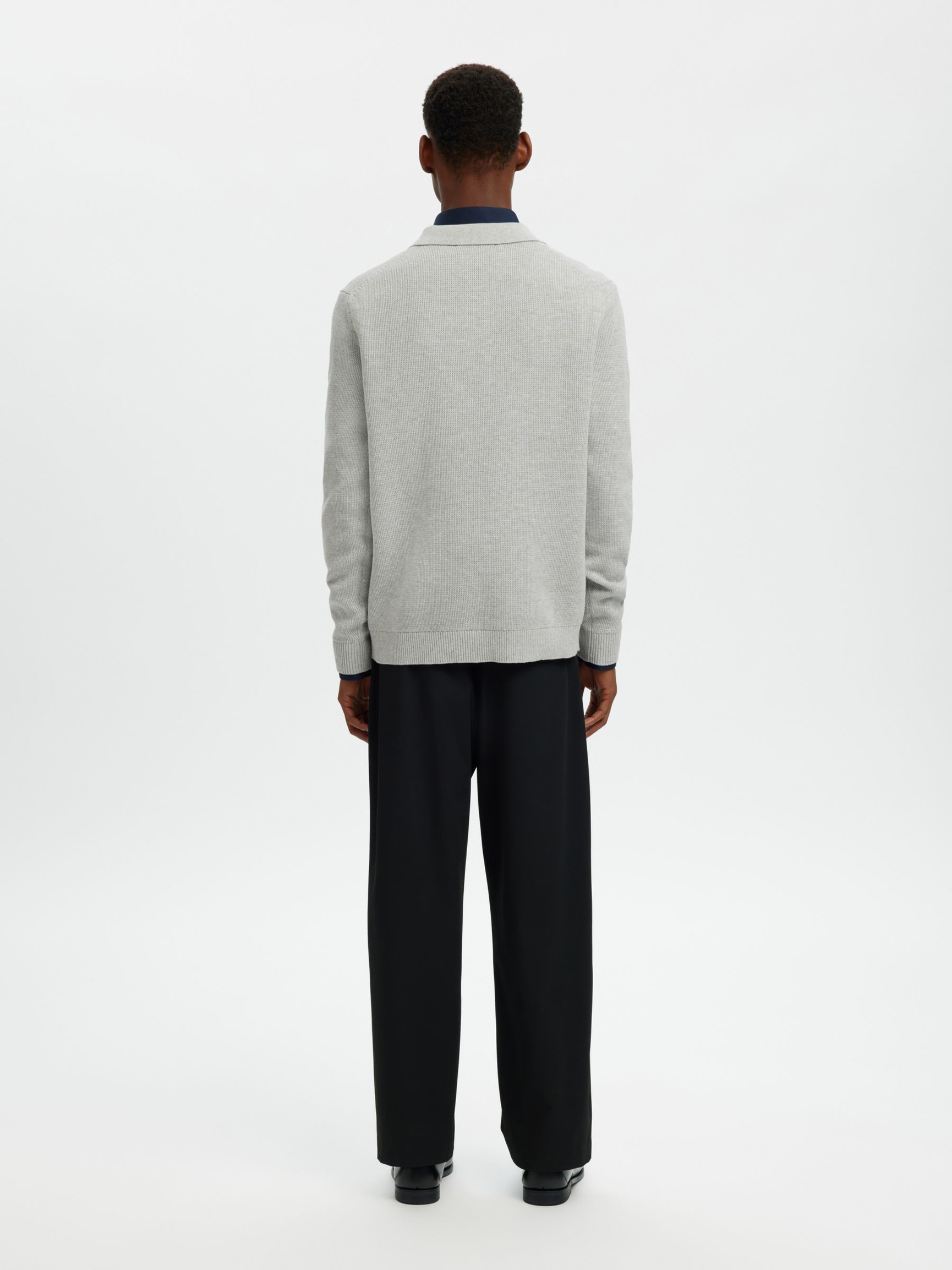 LANGÆRMET TRØJE MED HALV LYNLÅS, Light Grey Melange, highres