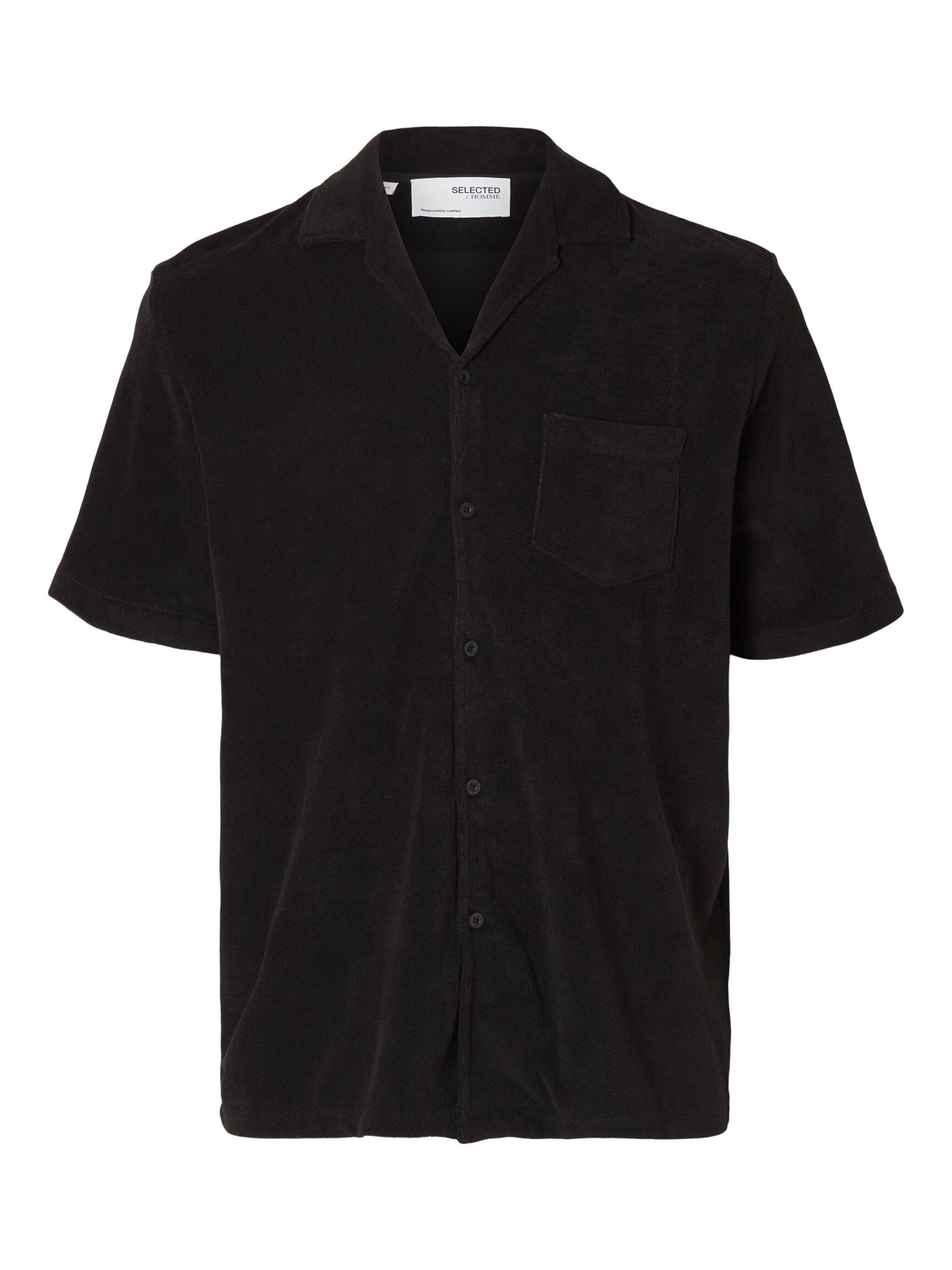 TERRY CLOTH SHIRT, Black, highres