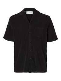 TERRY CLOTH SHIRT, Black, highres