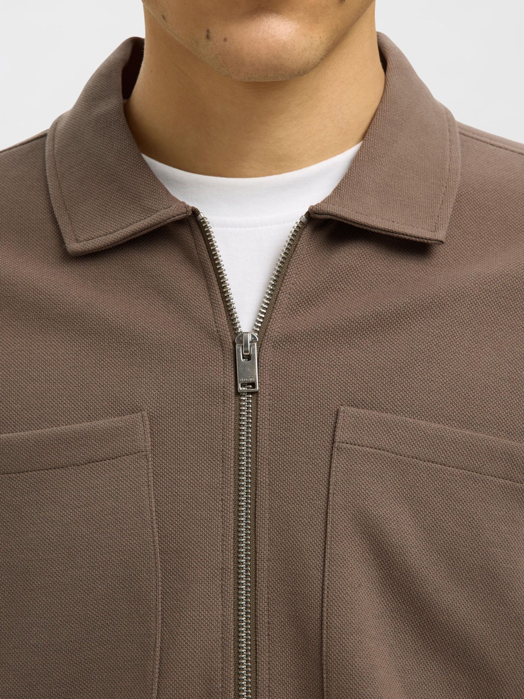 ZIPPED SWEAT JACKET, Morel, highres