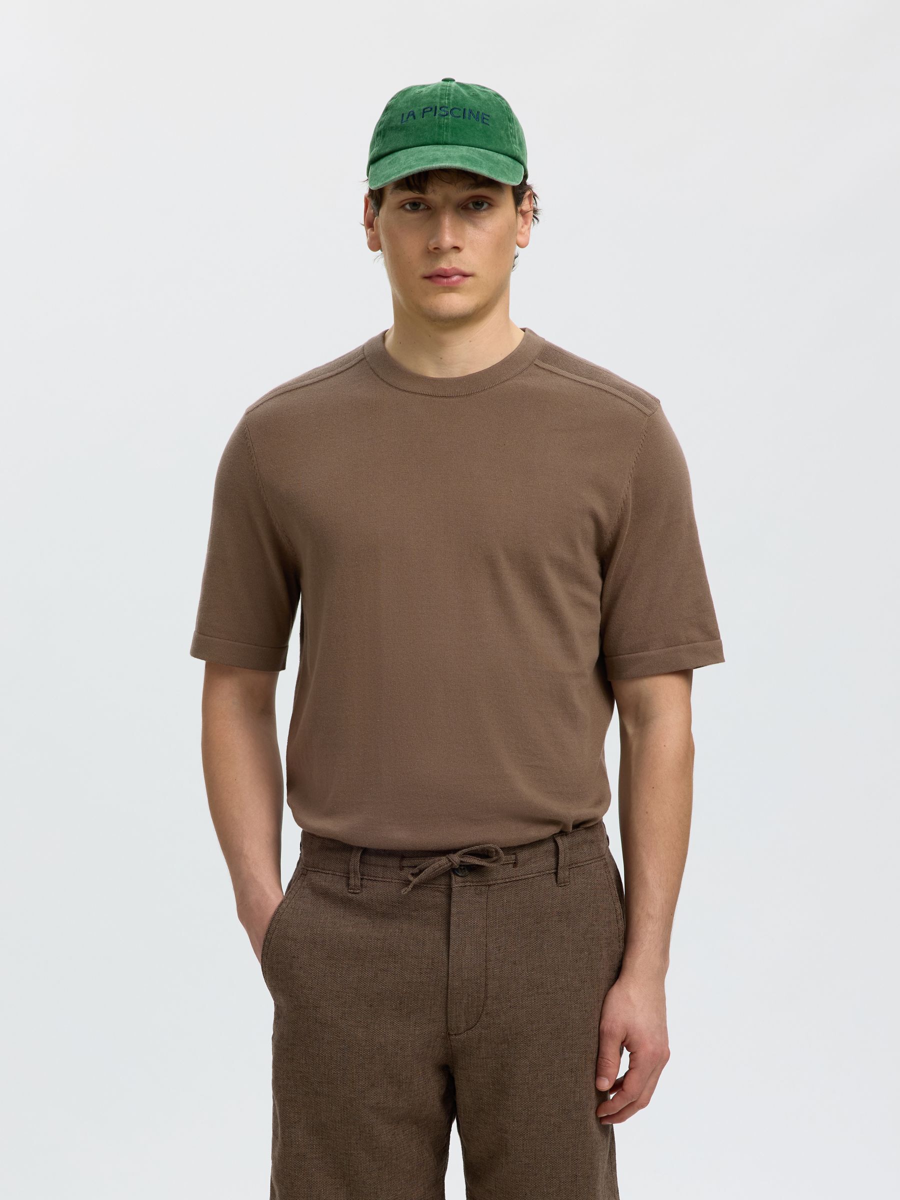 100% COTTON KNITTED TOP, Chocolate Chip, highres