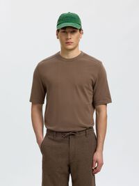 100% COTTON KNITTED TOP, Chocolate Chip, highres