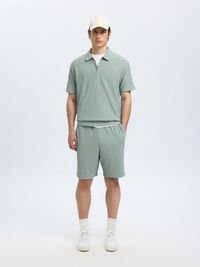 HALF-ZIP PLISSEE POLO SHIRT, Iceberg Green, highres