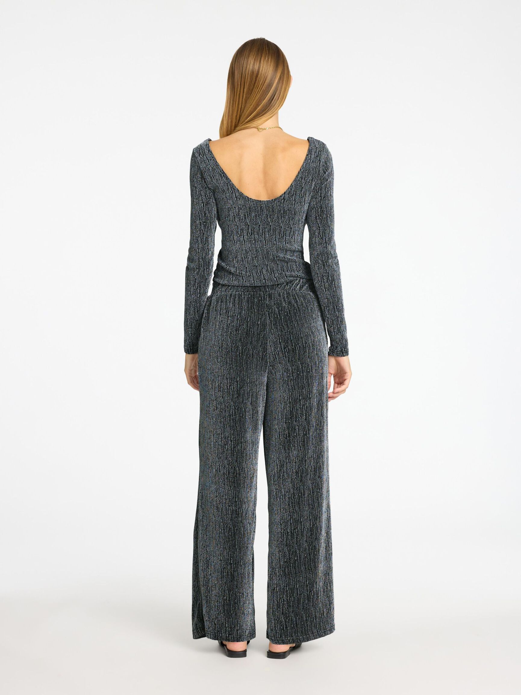 GLITTRIGT LÅNGÄRMAD TOPP, Black, highres