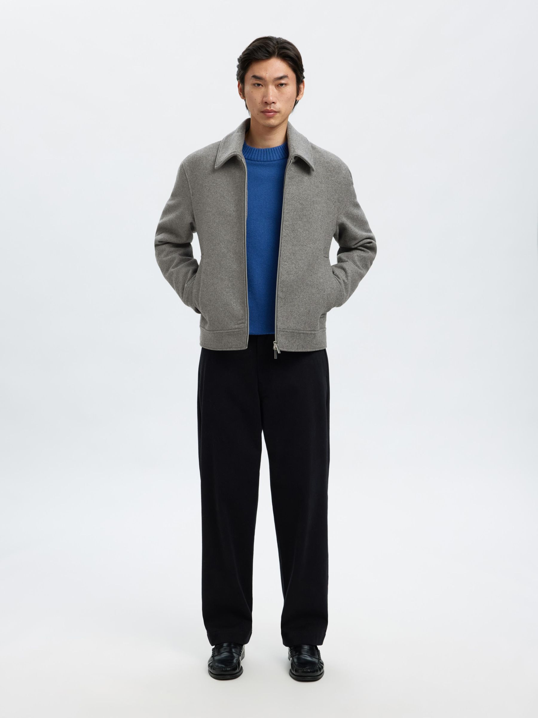 WOOL BLEND SHORT JACKET | Grey | Selected