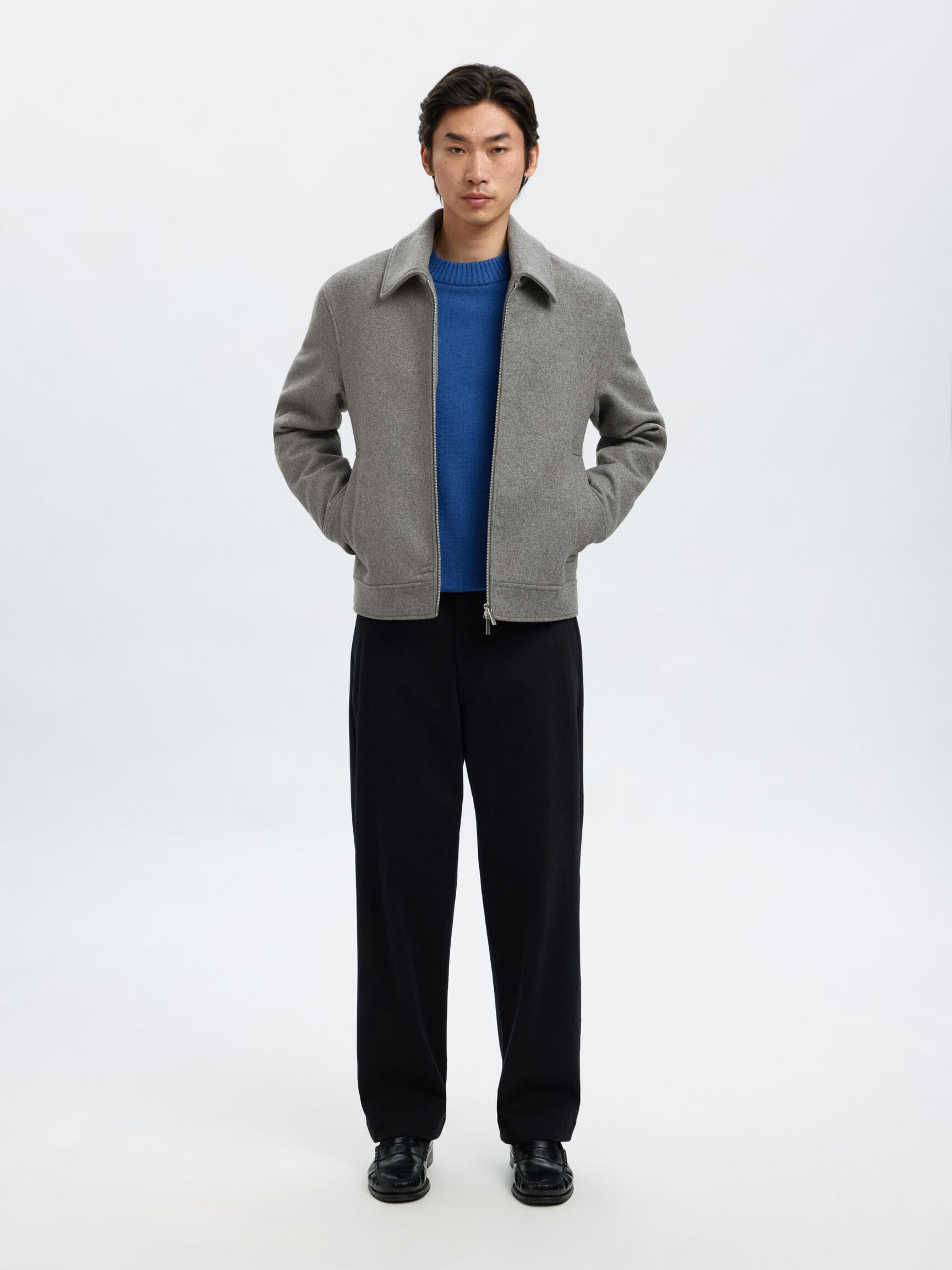 WOLLMIX KURZJACKE, Grey Melange, highres