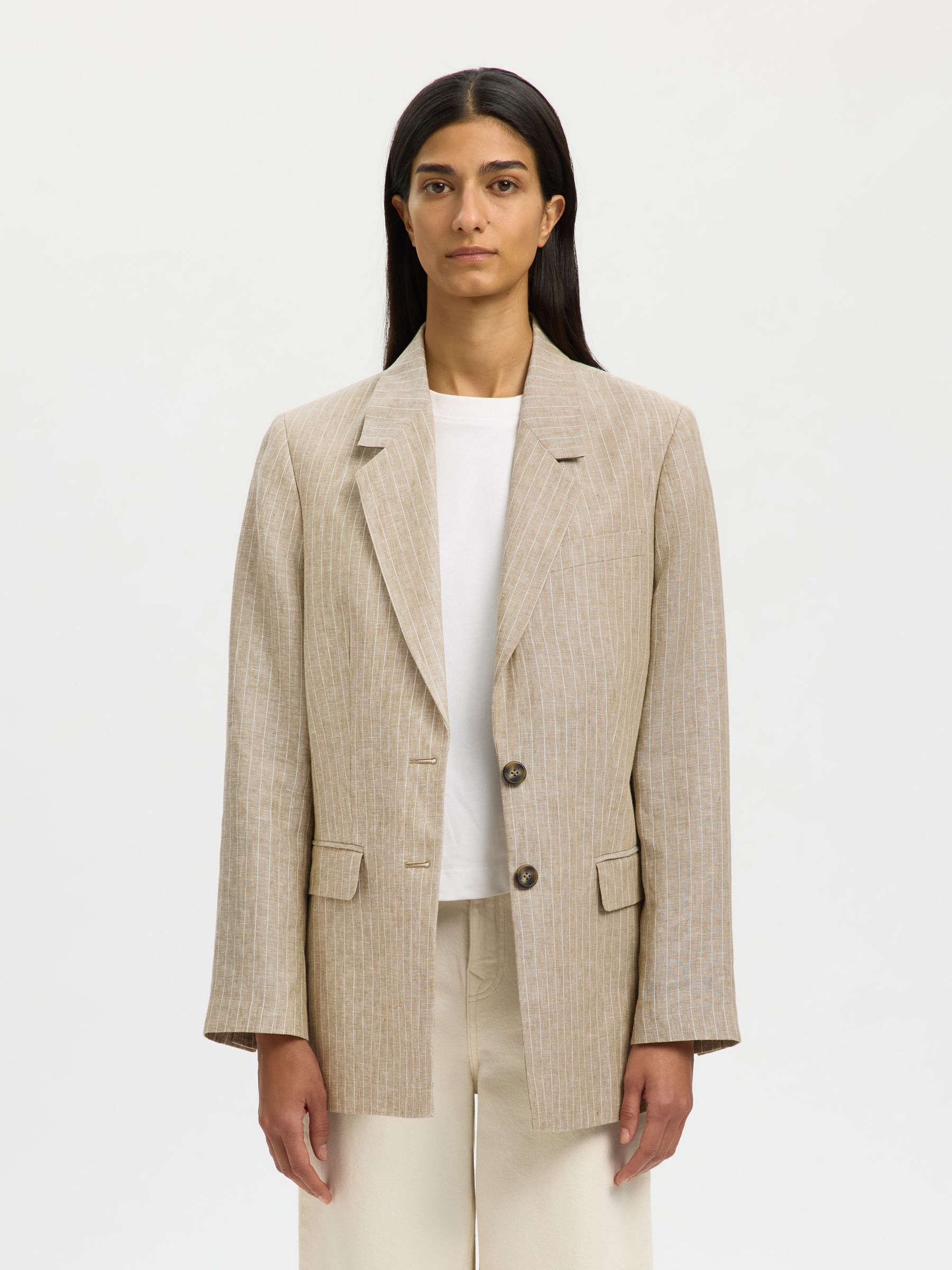 RELAXED FIT LEINENBLAZER, Weathered Teak, highres