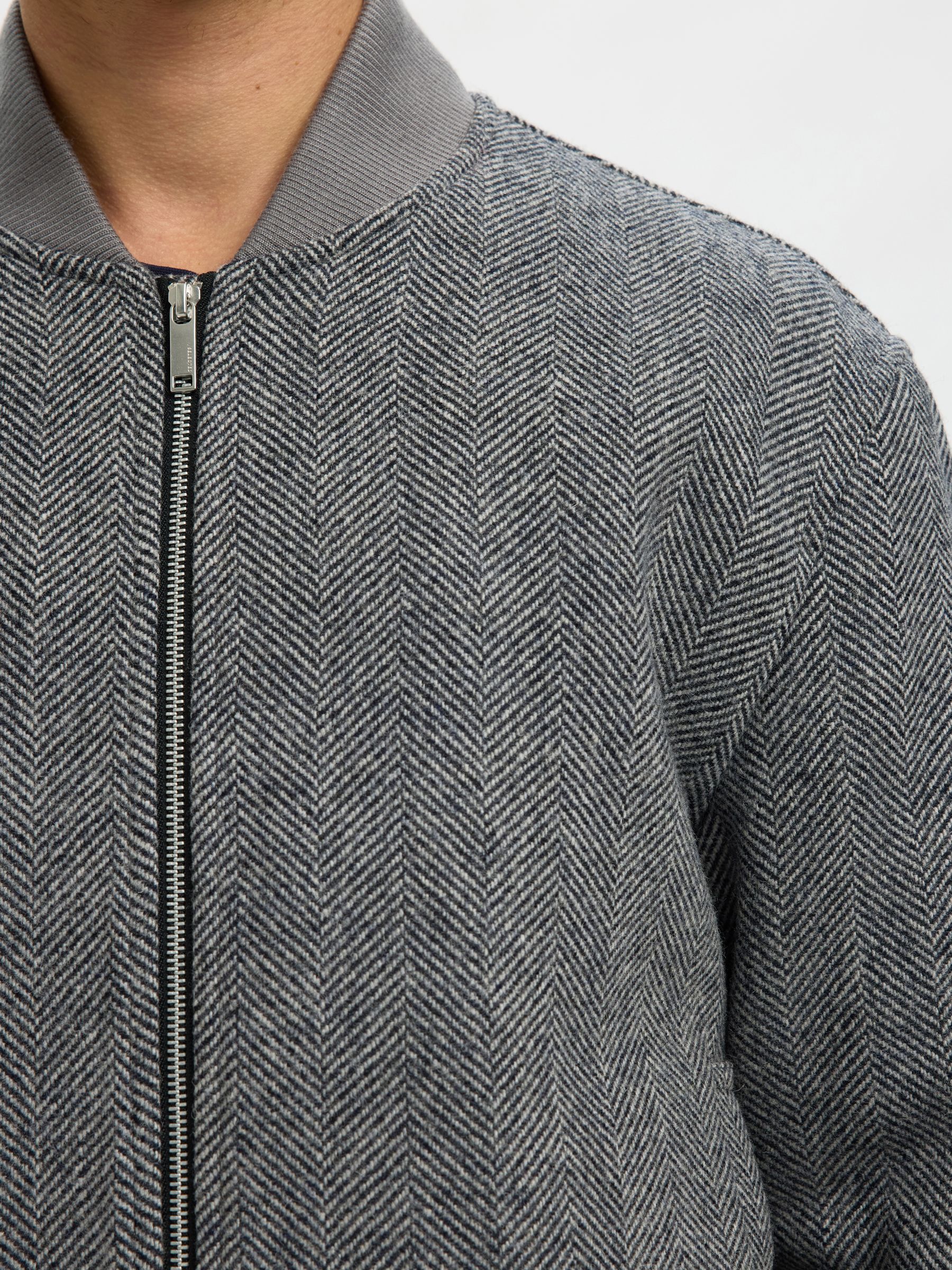 WOOL BLEND BOMBER JACKET | Grey | Selected