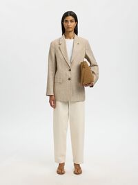 RELAXED FIT LEINENBLAZER, Weathered Teak, highres