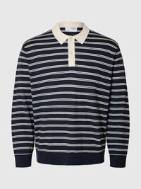 100% MERINOWOL POLO MET LANGE MOUWEN, Outer Space, highres