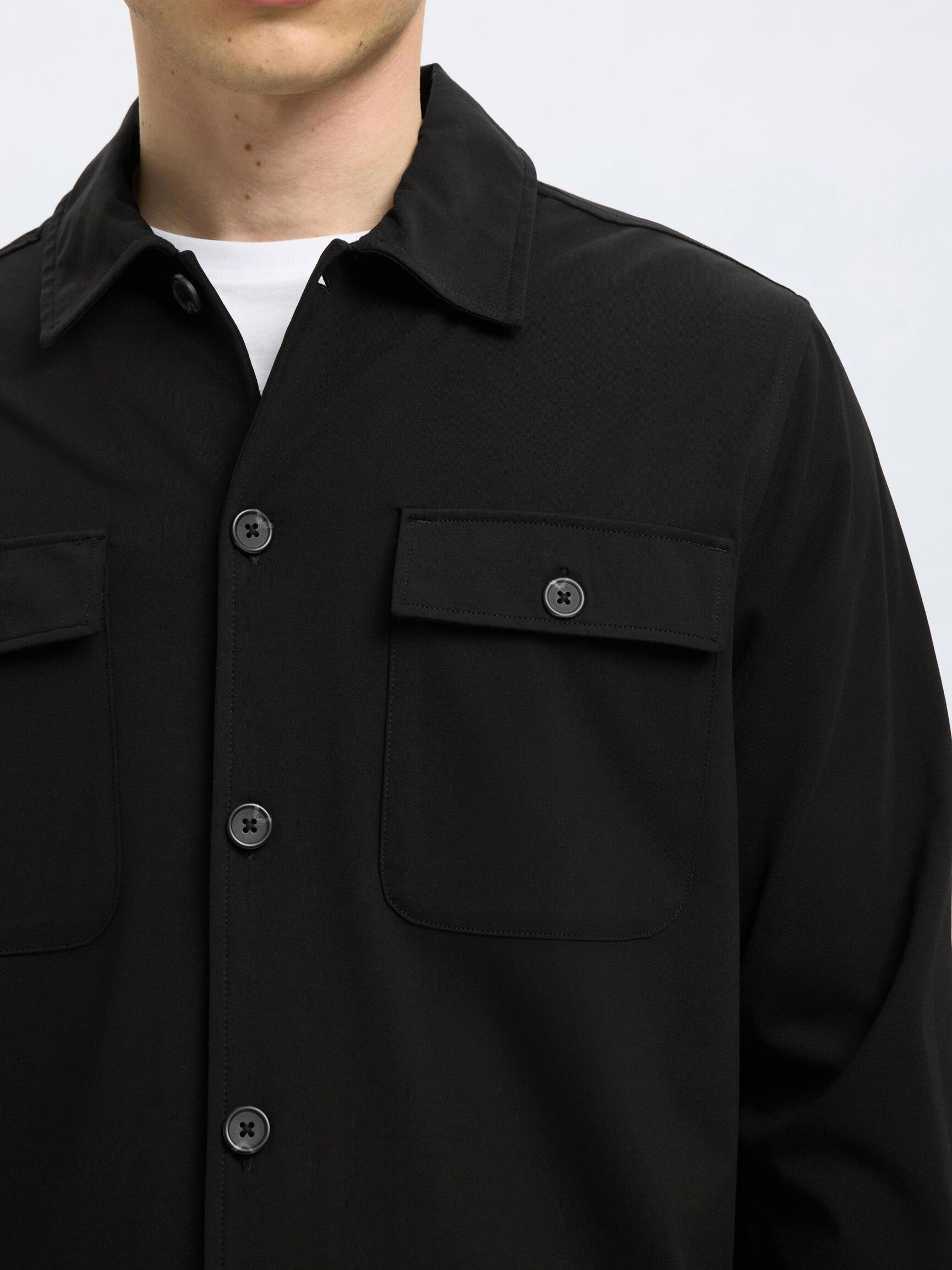 LONG SLEEVED OVERSHIRT, Black, highres