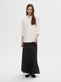 SATIN MAXI SKIRT, Black, highres