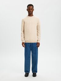 CREW NECK KNITTED JUMPER, Kelp, highres