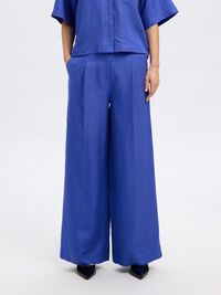 LEINENMIX HOSE MIT WEITEM BEIN, Dazzling Blue, highres