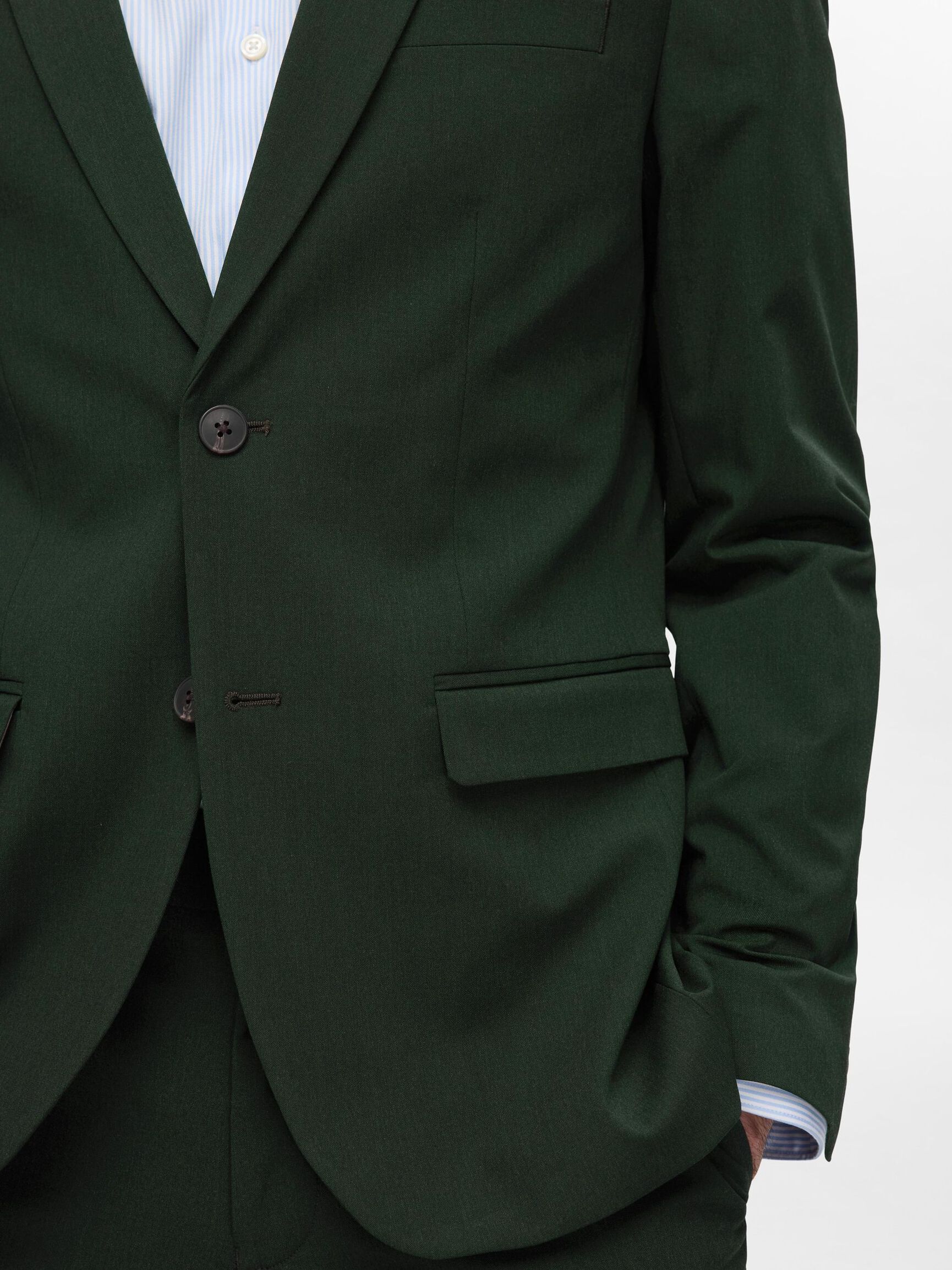 VISCOSE BLEND SLIM FIT BLAZER, Forest Night, highres