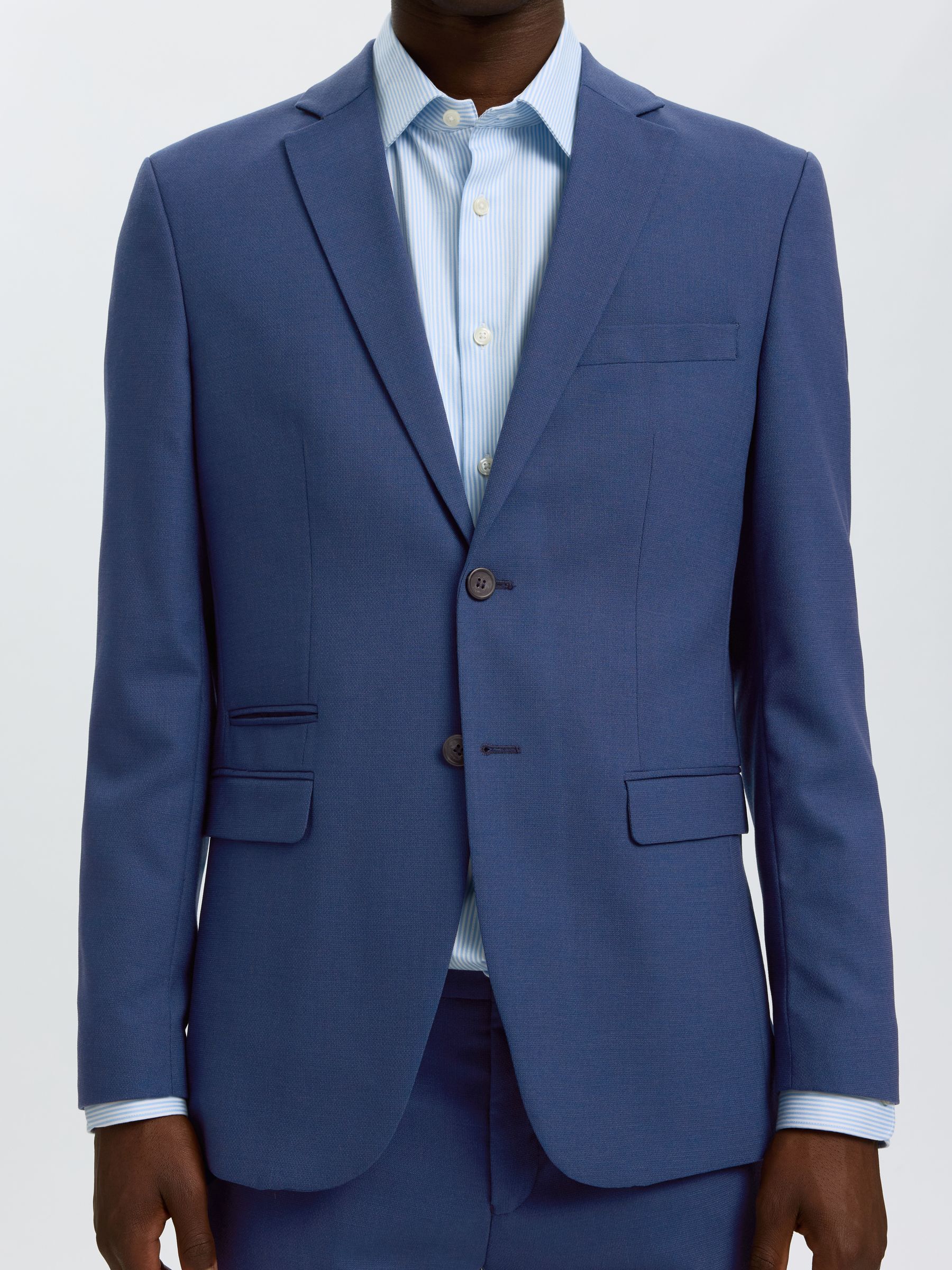 WOVEN WOOL BLEND BLAZER, Blue Depths, highres