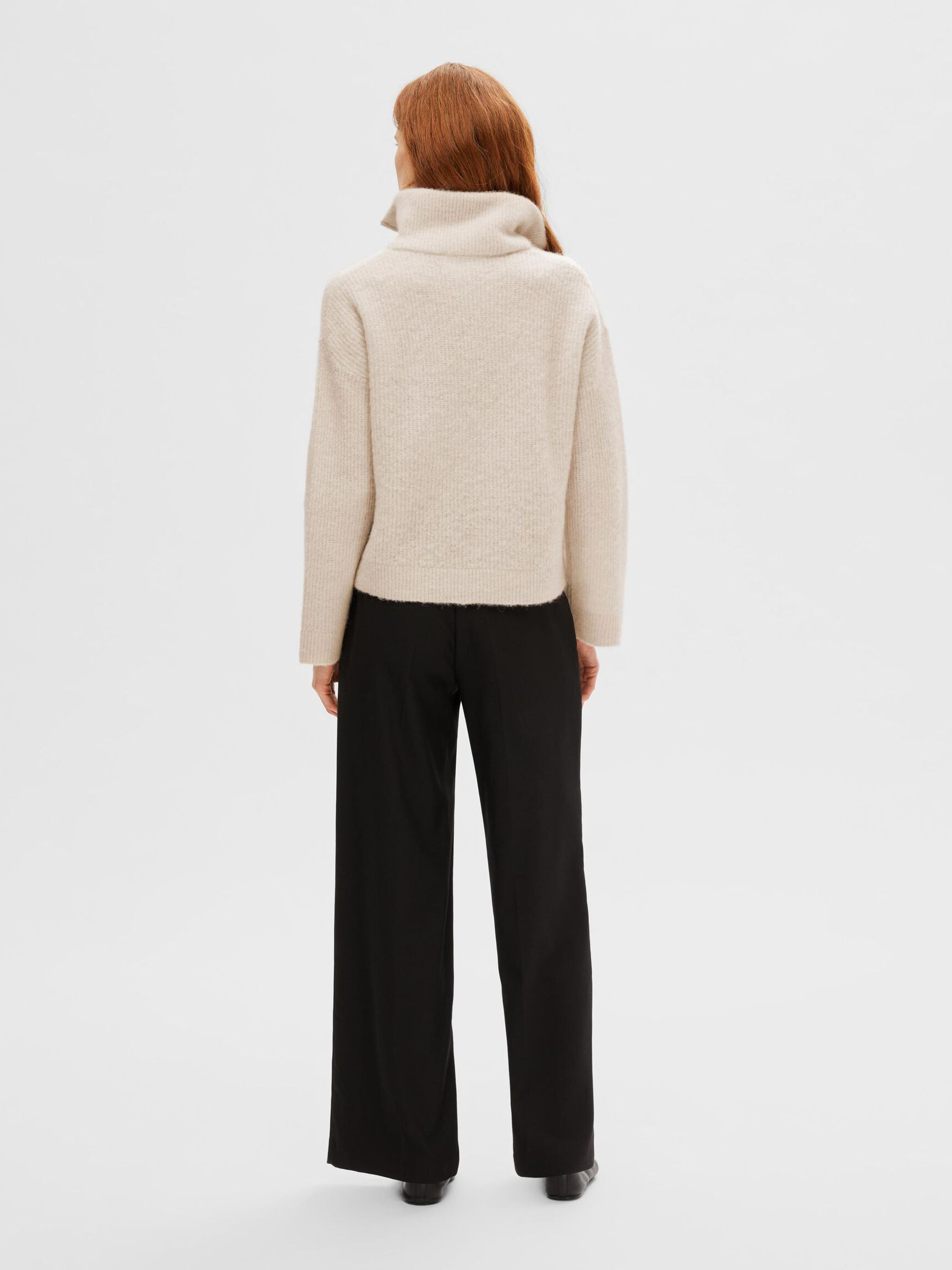 EN LAINE MÉLANGÉE AVEC FERMETURE ÉCLAIR PARTIELLE PULLOVER, Birch, highres