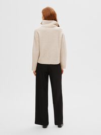 EN LAINE MÉLANGÉE AVEC FERMETURE ÉCLAIR PARTIELLE PULLOVER, Birch, highres