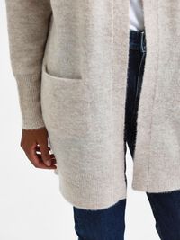 LONG KNITTED CARDIGAN, Birch, highres