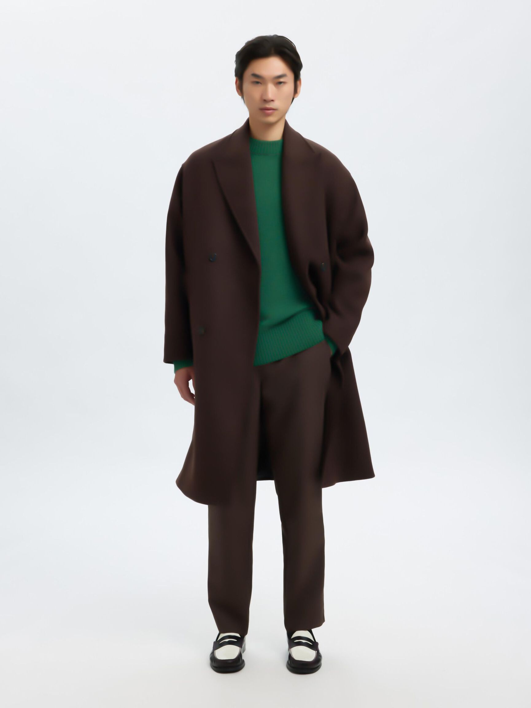 CASHMERE BLEND KNITTED PULLOVER, Dark Green, highres