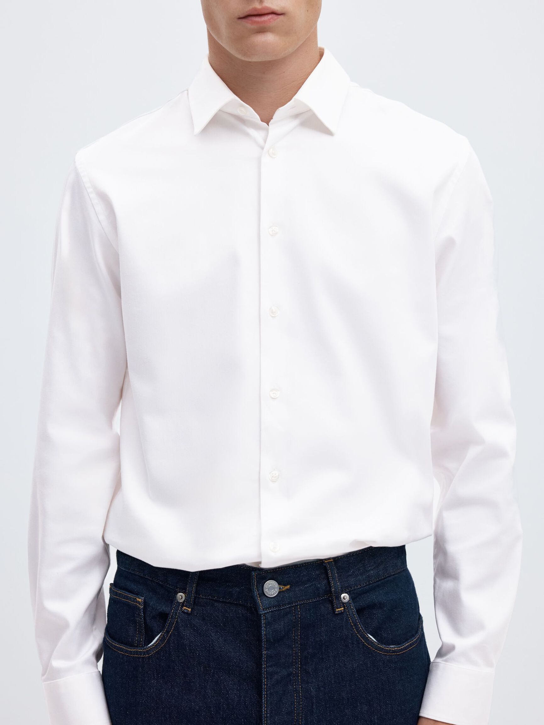 SLIM FIT STRETCH SHIRT, Bright White, highres