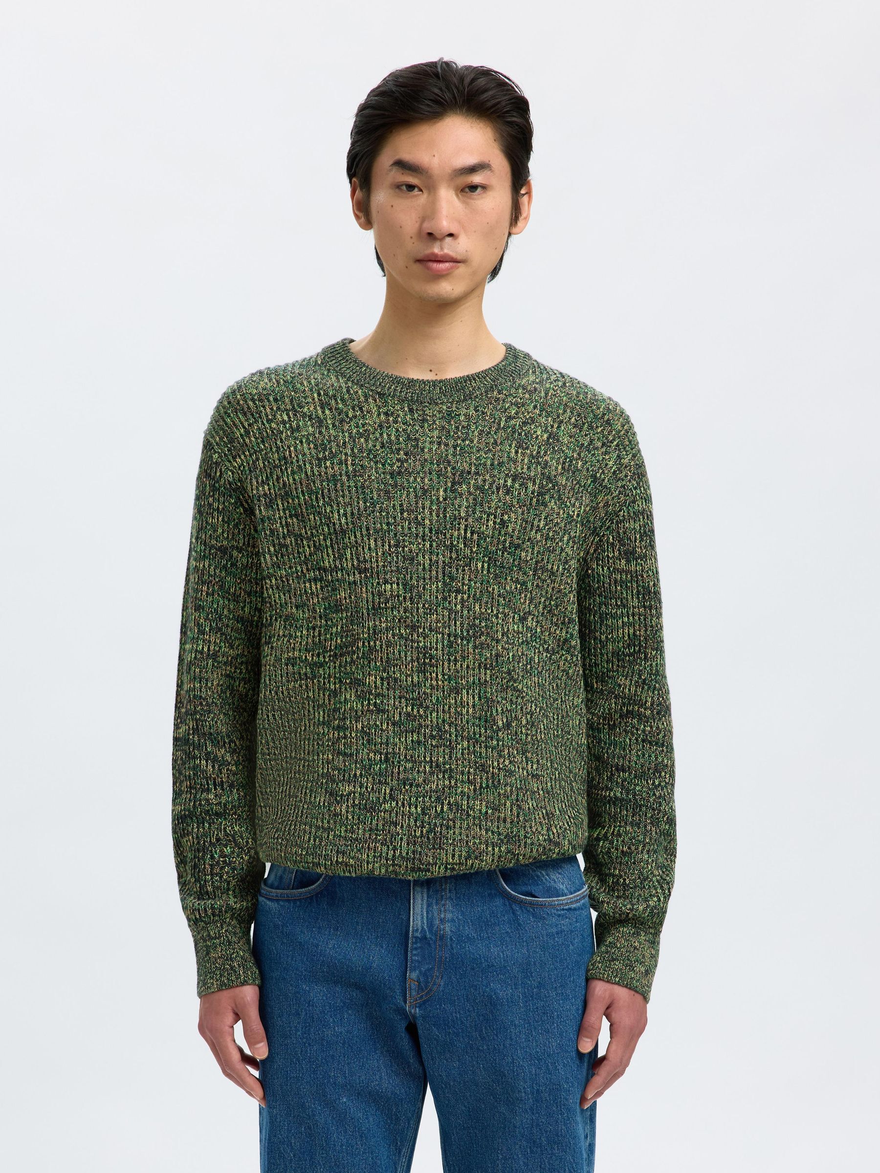 100% COTTON KNITTED PULLOVER, Sky Captain, highres