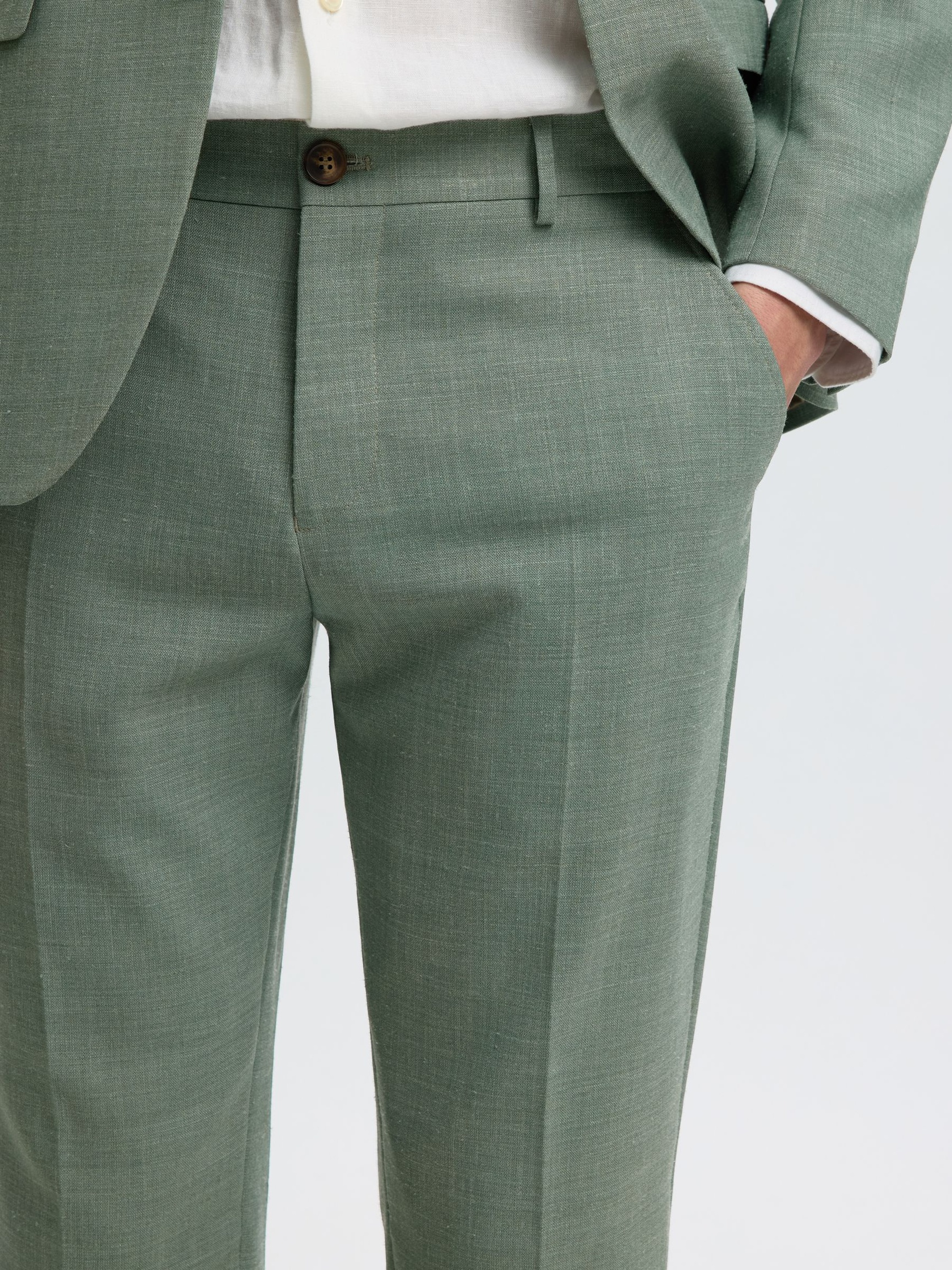 SLIM FIT ANZUGHOSE, Light Green Melange, highres