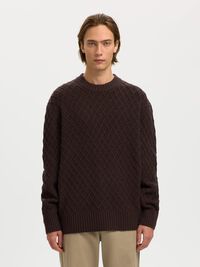 TEJIDO TEXTURIZADO JERSEY DE CUELLO REDONDO, Chocolate Torte, highres