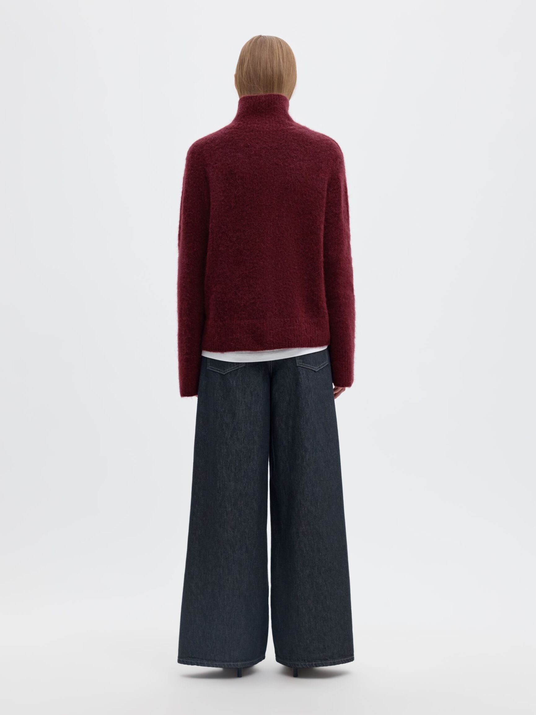 WOOL BLEND HIGH-NECK JUMPER, Tawny Port, highres