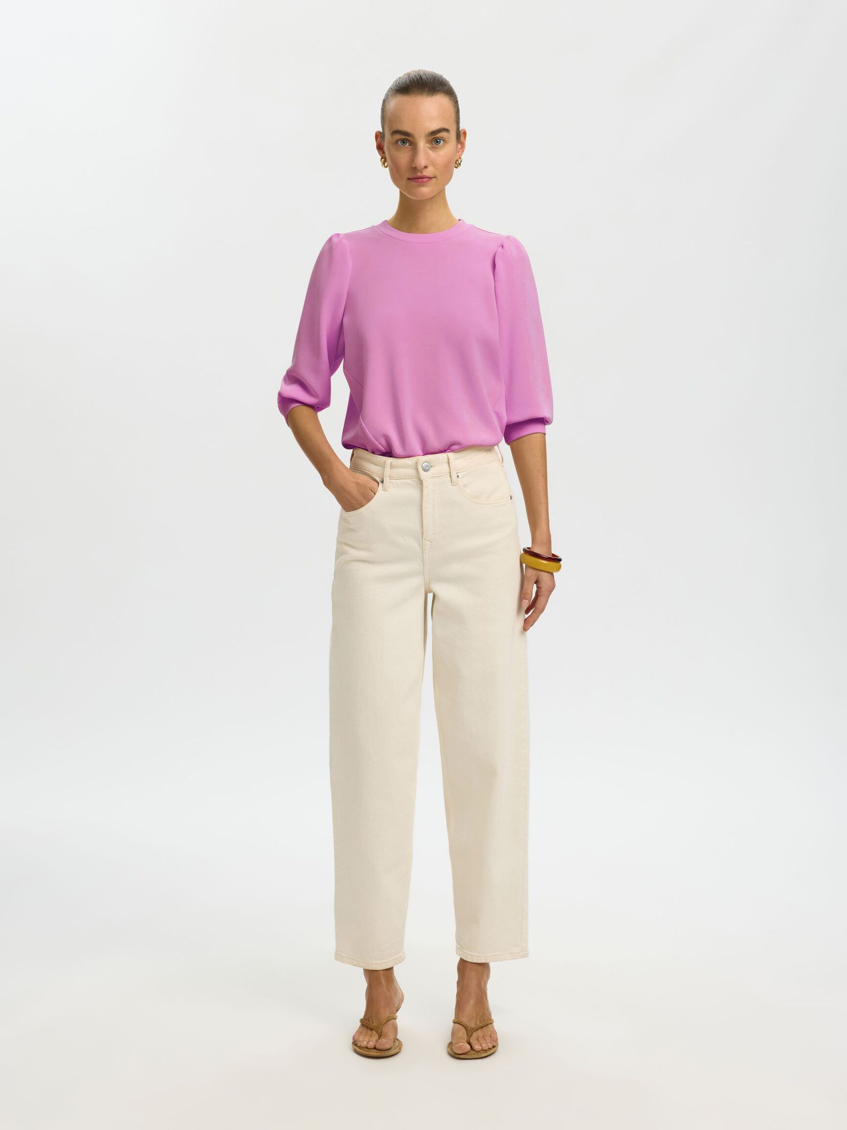 PUFF SLEEVE SWEATSHIRT, First Bloom, highres