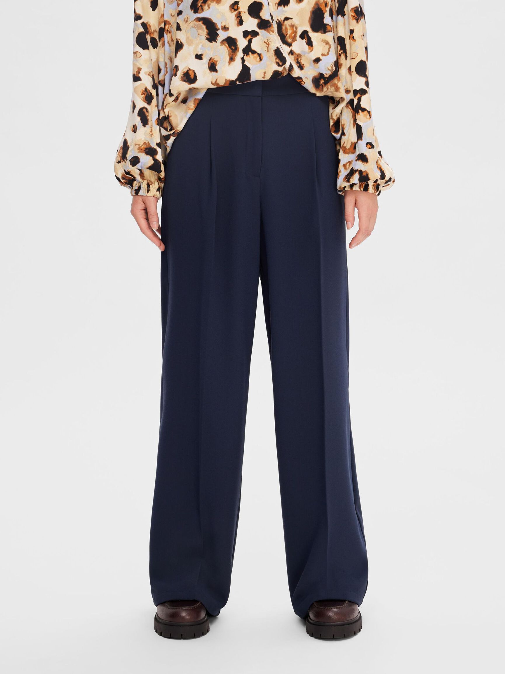 PANTALONI GAMBA AMPIA, Dark Sapphire, highres