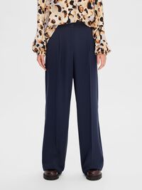 WOVEN WIDE-LEG TROUSERS, Dark Sapphire, highres