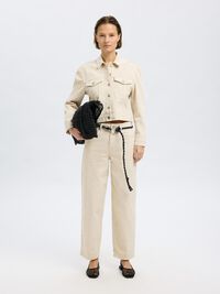 MID WAIST JEANS MED BARREL-FIT, Egret, highres