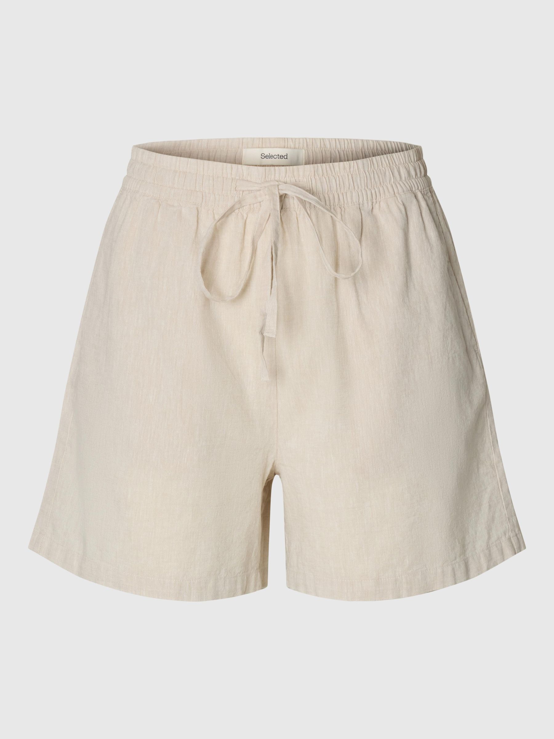 LINEN BLEND SHORTS, Sandshell, highres