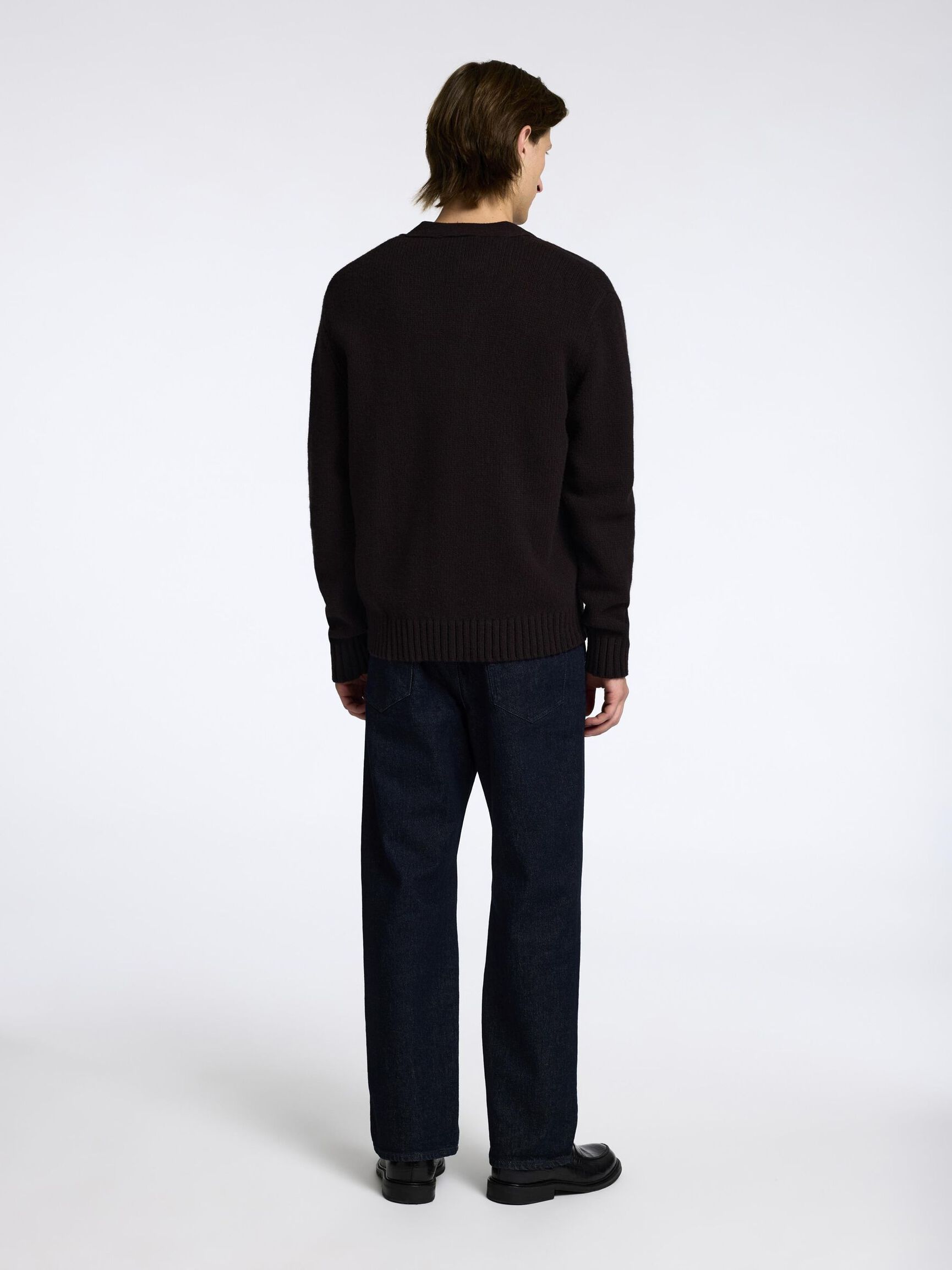 RELAXED FIT WOLLGEMISCH STRICKJACKE, Chocolate Torte, highres