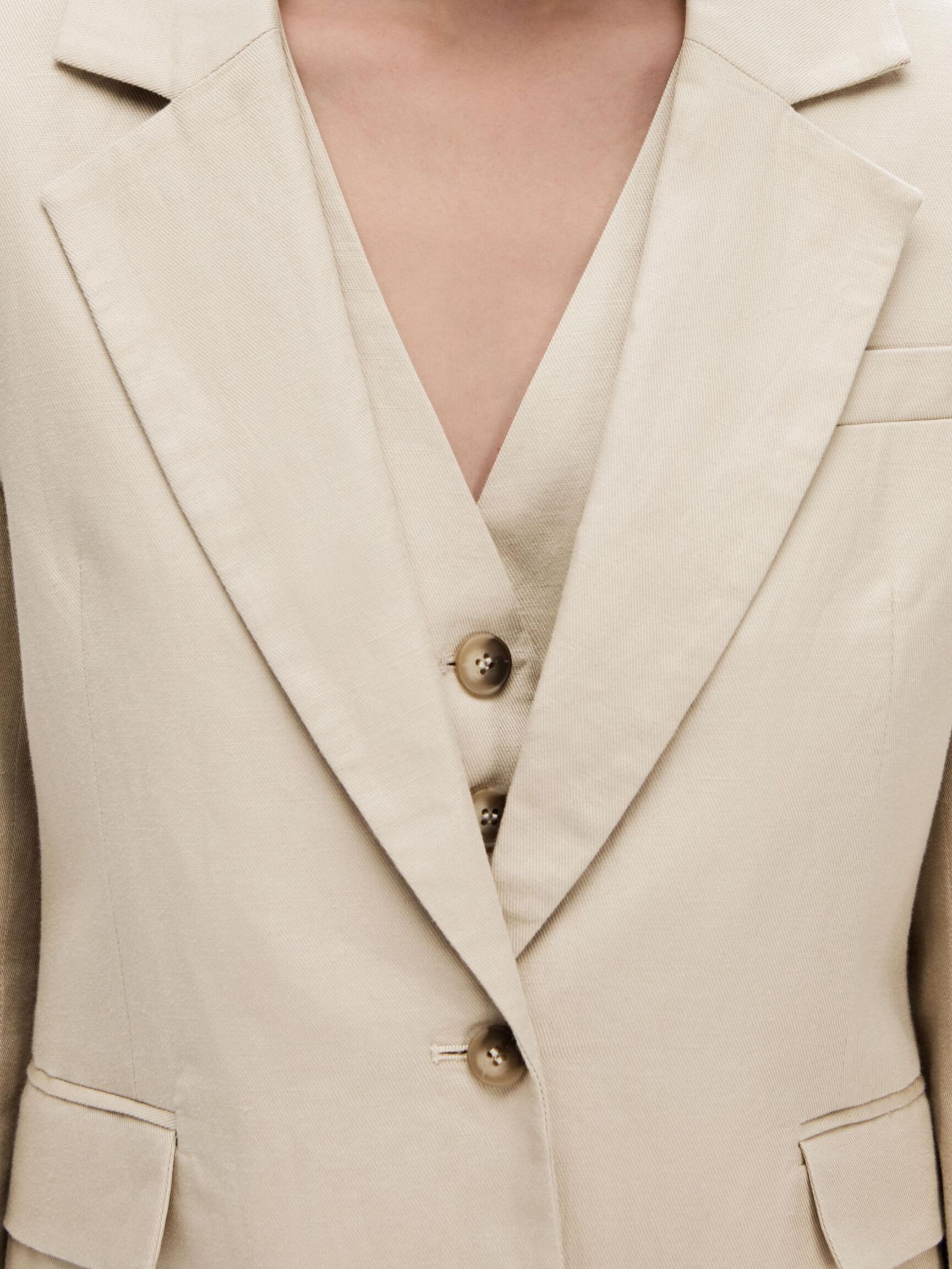 SLIM-FIT LINNENMIX BLAZER, Humus, highres