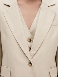 SLIM-FIT LINNENMIX BLAZER, Humus, highres