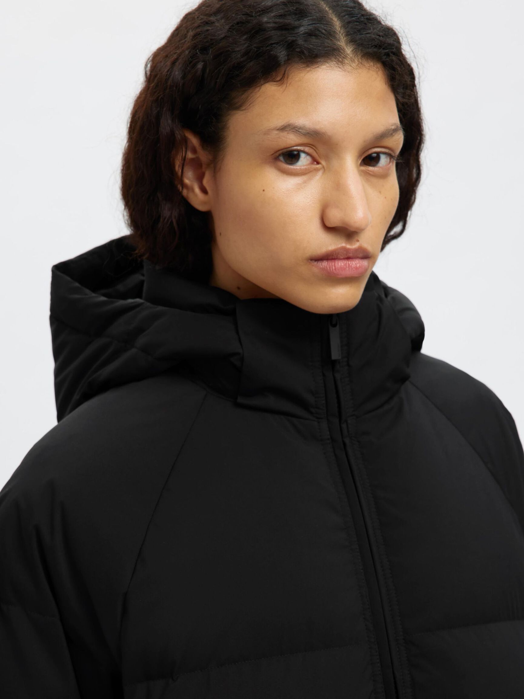 PADDED DOWN COAT, Black, highres