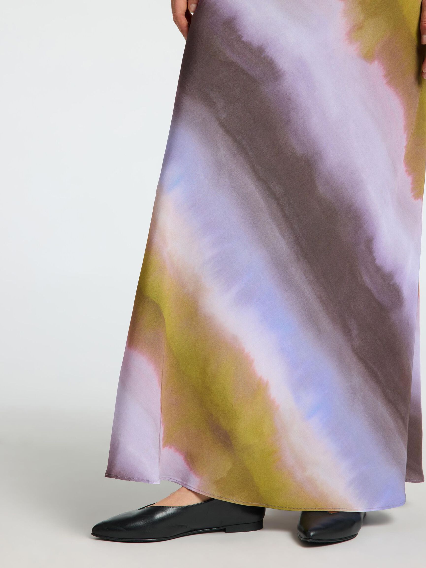 PRINTED VISCOSE MAXI SKIRT, Cornflower Blue, highres