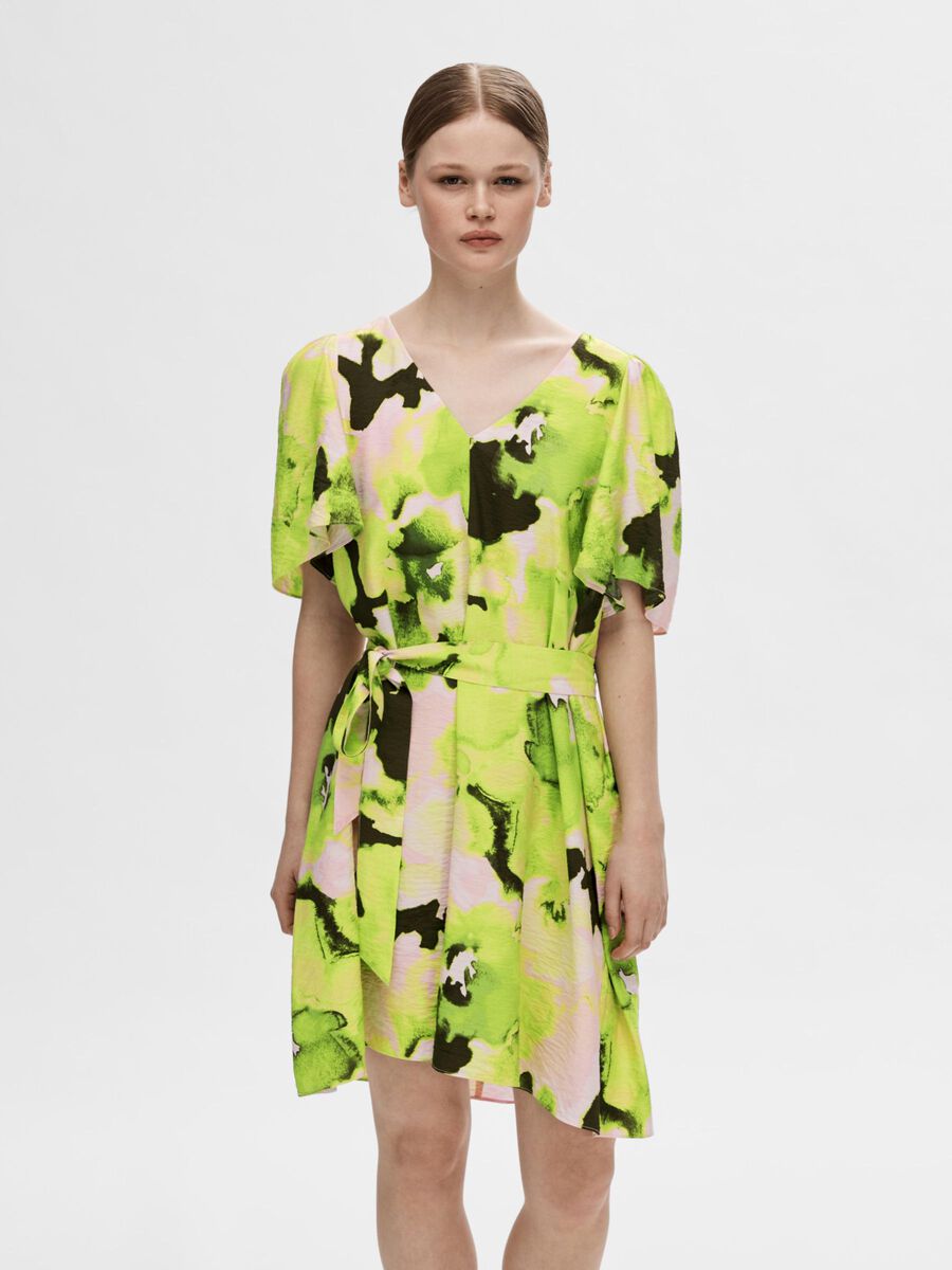 Selected PRINTED MINI DRESS, Lime Green, highres - 16093198_LimeGreen_1091767_003.jpg