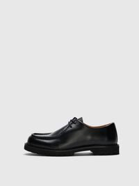 CUIR CHAUSSURES À BOUTS MOCASSINS, Black, highres