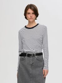 STRIBET LANGÆRMET T-SHIRT, Black, highres