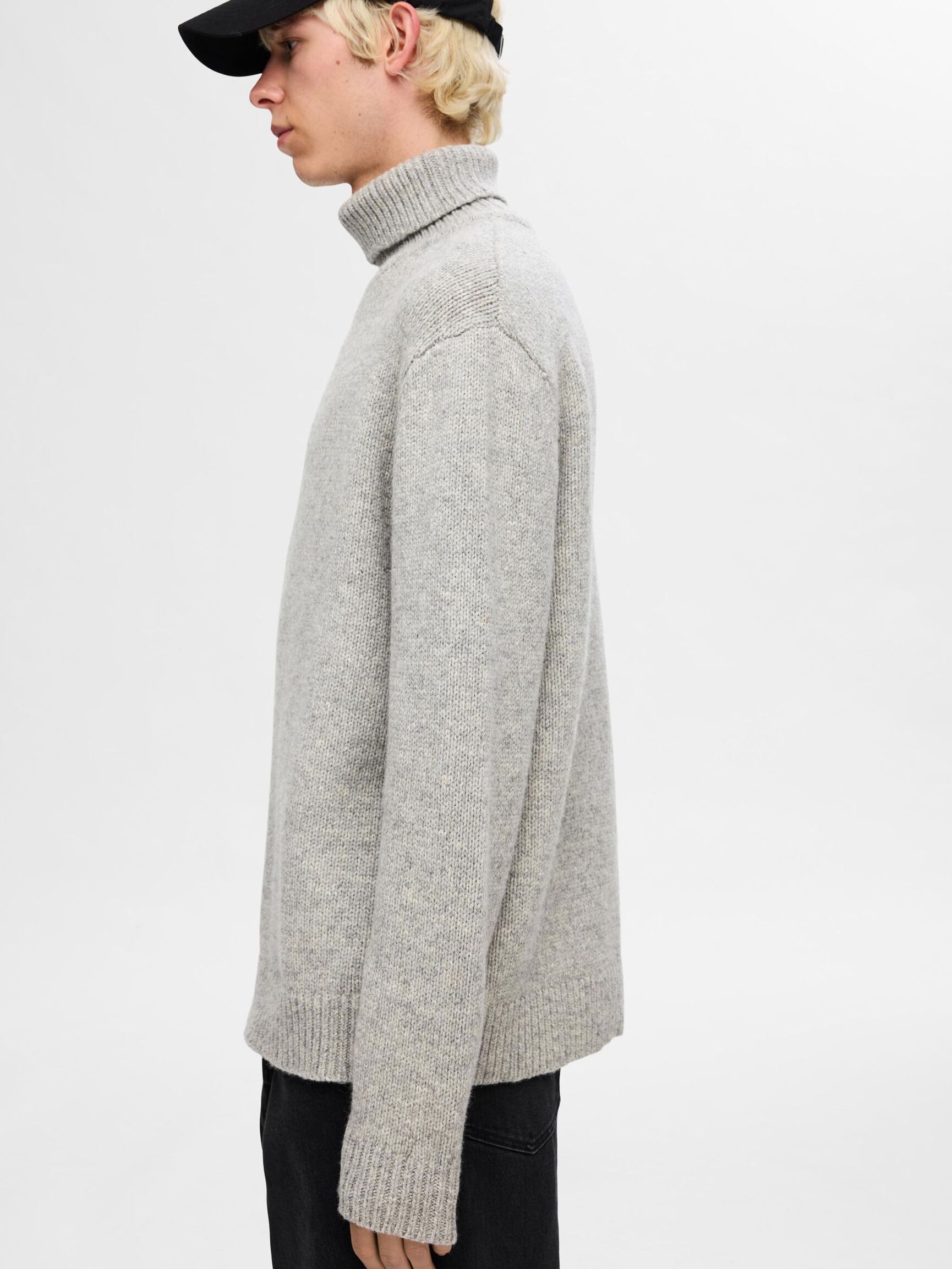 RULLEKRAVE I ULDBLANDING PULLOVER, Light Grey Melange, highres