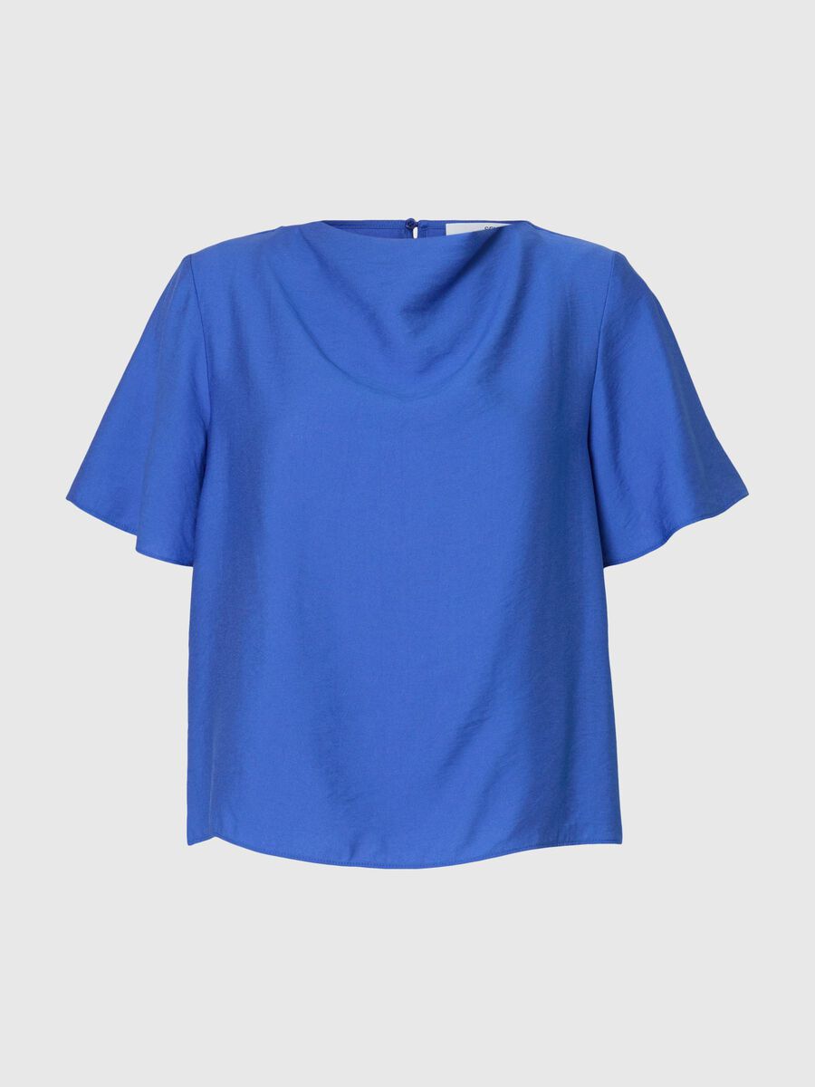 Selected VISCOSE BLEND SHORT SLEEVED TOP, Dazzling Blue, highres - 16098496_DazzlingBlue_001.jpg