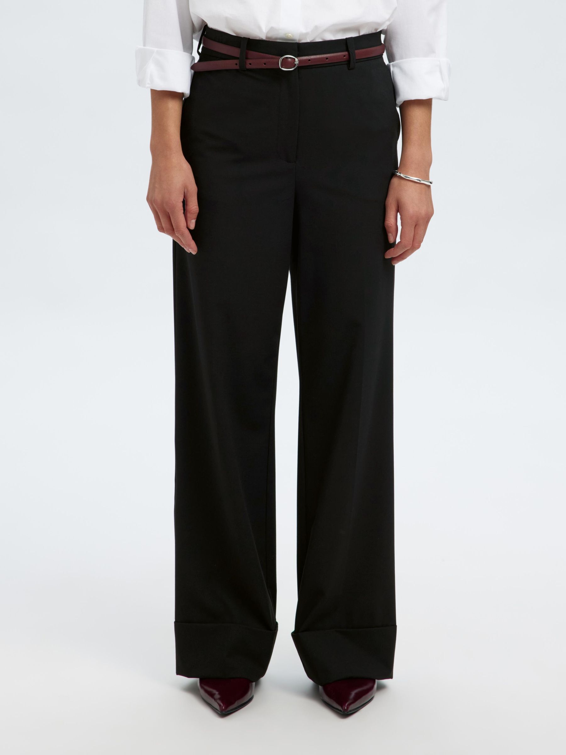 WIDE FIT PANTALON, Black, highres