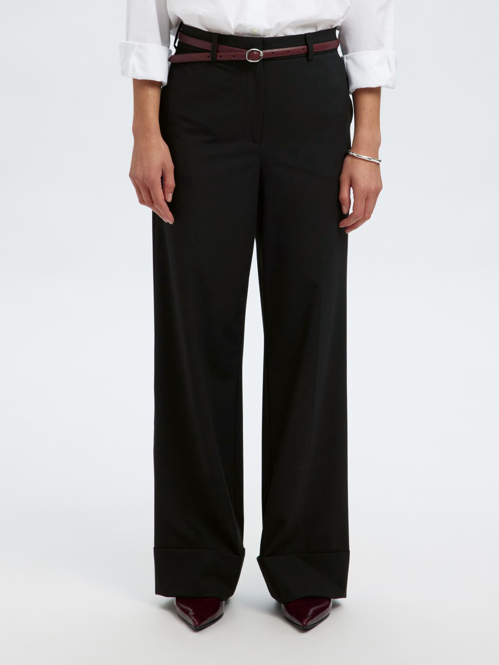 WIDE FIT PANTALON, Black, highres
