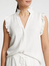 SLEEVELESS RUFFLE DETAIL TOP, Snow White, highres